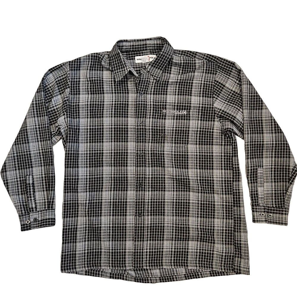 South Pole Men's Black Gray Plaid Long Sleeve Button Down Shirt Size XL